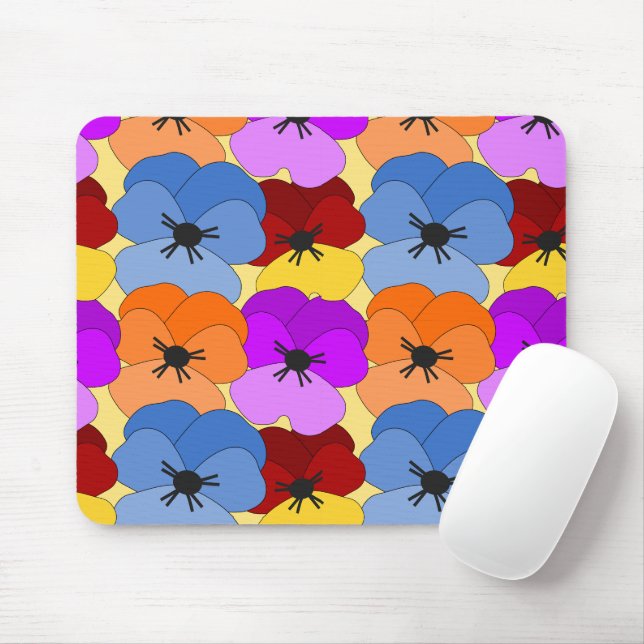 Pansy Collage  Mouse Mat (With Mouse)