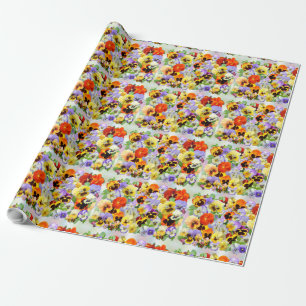 Pansy Collage Wrapping Paper