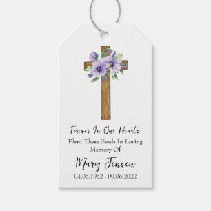 Pansy Cross Memorial Funeral Seed Packet Gift Tags