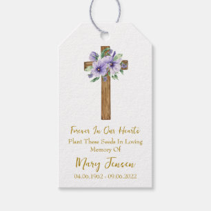 Pansy Cross Memorial Funeral Seed Packet Gift Tags