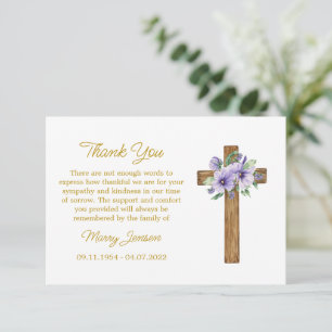 Pansy Cross Sympathy Thank You Card