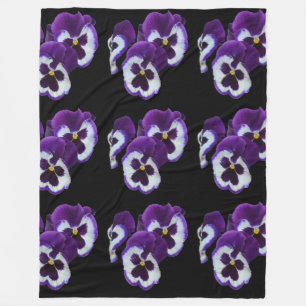 Pansy Delicious, Lge Purple White Fleece Blanket