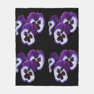 Pansy Delicious, Med Purple White Fleece Blanket