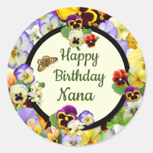 Pansy Design Birthday for Nana Classic Round Sticker