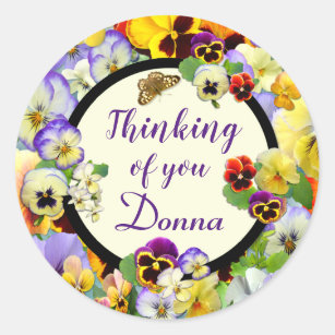 Pansy Design Thinking of You Classic Round Sticker