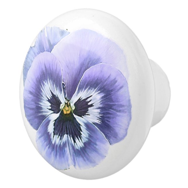 Pansy Face Purple Ceramic Knob (Right)