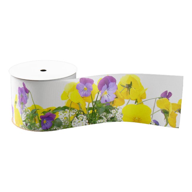 Pansy Floral Flowers Garden Grosgrain Ribbon (Spool)