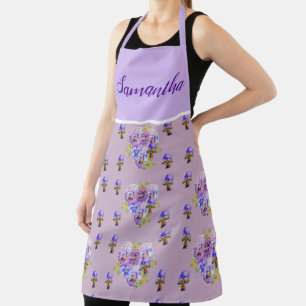 Pansy Floral Shabby Chic Lavender Mauve Viola Apron