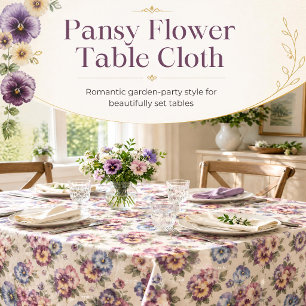 Pansy Floral Tablecloth Garden Party Table Linen