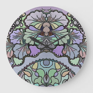Pansy Flower abstract mosaic purple  Large Clock