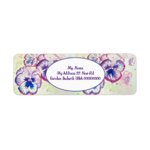 Pansy Flower Art Watercolour Return Address Labels