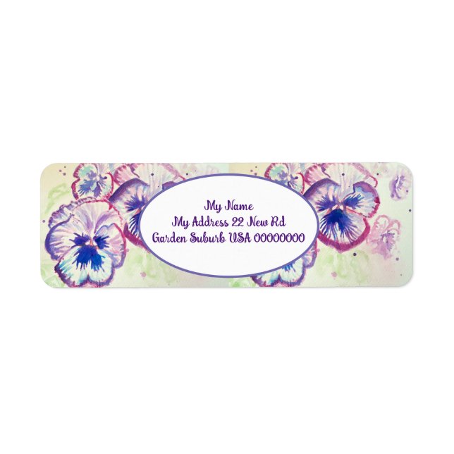 Pansy Flower Art Watercolour Return Address Labels (Front)