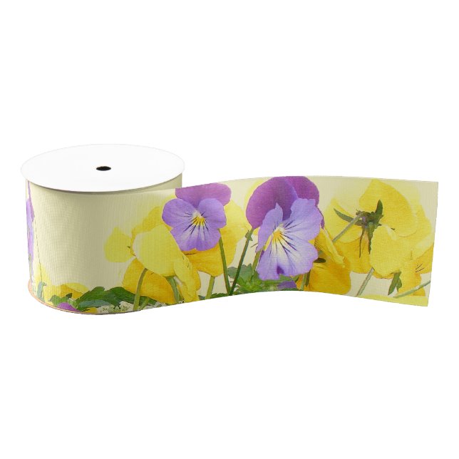 Pansy Flower Floral Grosgrain Ribbon (Spool)