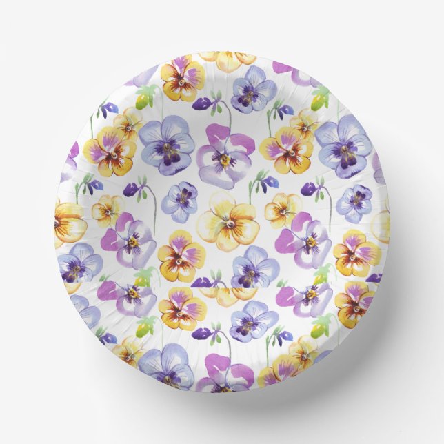 Pansy Flower Pattern Paper Plate (Front)