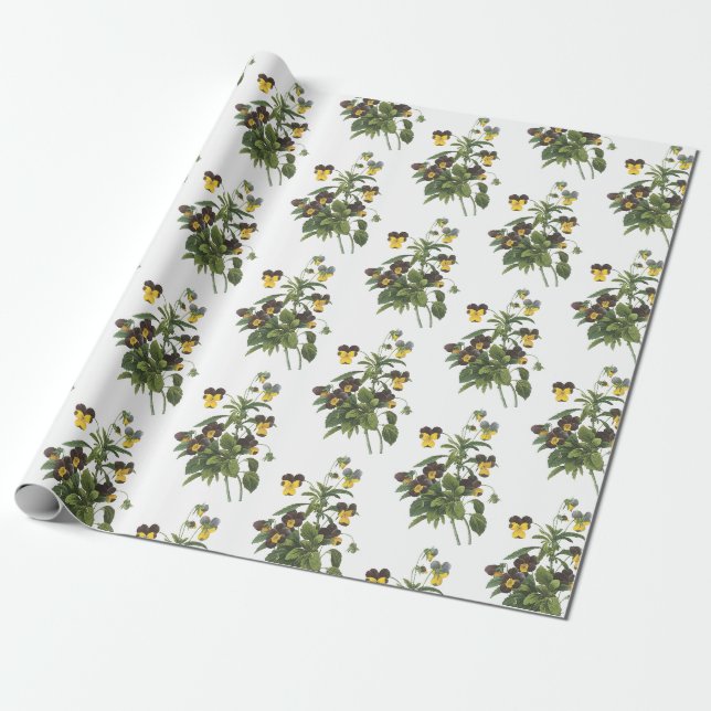 Pansy Flower Pattern Wrapping Paper (Unrolled)