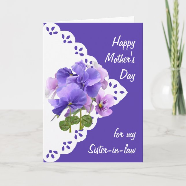 Pansy Flower Sister-in-law Mother's Day Card (Front)