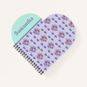 Pansy Flower Yellow Aqua Stripe Purple Pansies Notebook