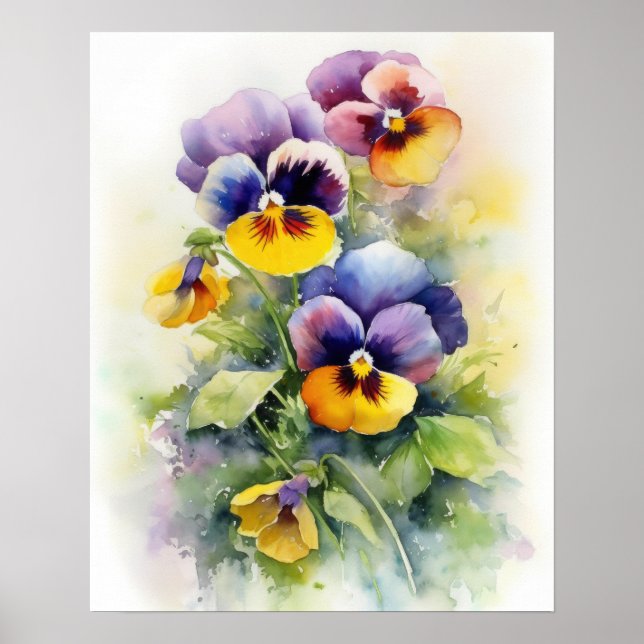 Pansy Flowers Art Print Poster (Front)