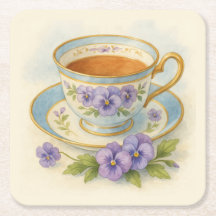 Pansy Flowers Cup & Saucer Tea Time