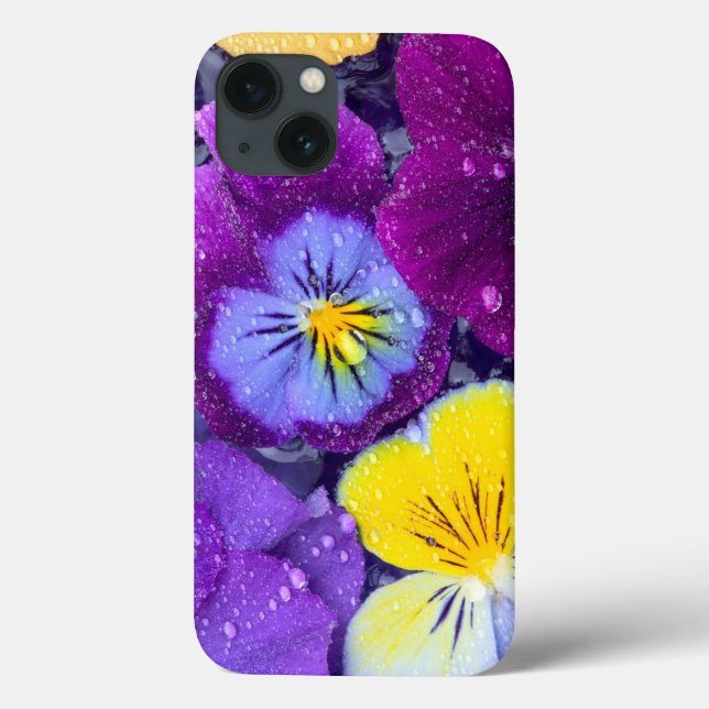 Pansy flowers floating in bird bath with dew 2 Case-Mate iPhone case (Back)
