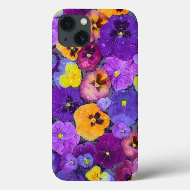 Pansy flowers floating in bird bath with dew Case-Mate iPhone case (Back)