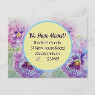 Pansy Flowers New Address Postcard, We Are Moving  Postcard