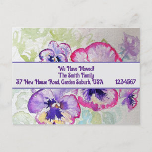 Pansy Flowers New Address Postcard, We Are Moving Postcard