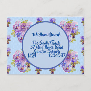 Pansy Flowers New Address Postcard, We Are Moving Postcard