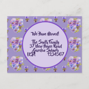 Pansy Flowers New Address Postcard, We Are Moving Postcard