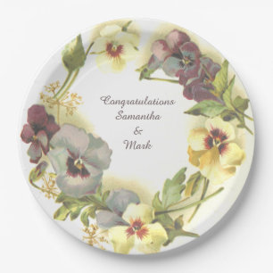 Pansy Flowers personalised Paper Plate