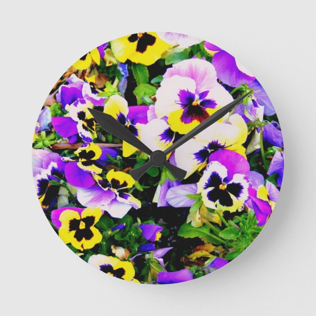 pansy flowers round clock (Front)