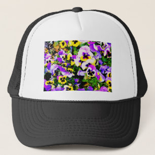 pansy flowers trucker hat