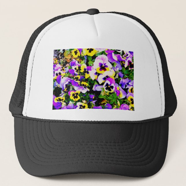 pansy flowers trucker hat (Front)