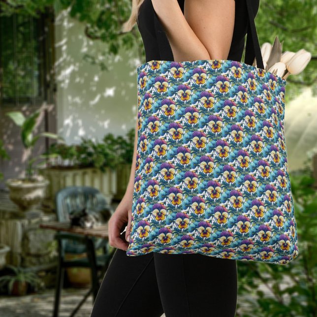 Pansy Garden Colourful Modern Floral Pattern  Tote Bag (Creator Uploaded)