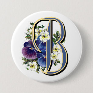 Pansy Initial - B 7.5 Cm Round Badge