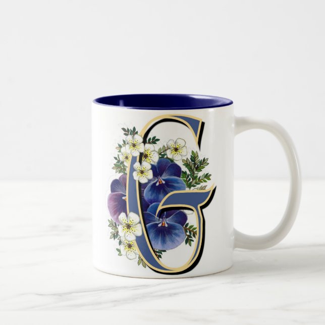 Pansy Initial - G Two-Tone Coffee Mug (Right)