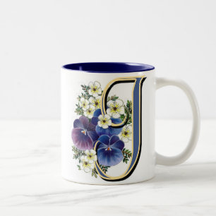 Pansy Initial - J Two-Tone Coffee Mug