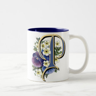 Pansy Initial - P Two-Tone Coffee Mug