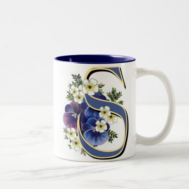 Pansy Initial - S Two-Tone Coffee Mug (Right)