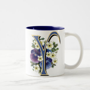 Pansy Initial - Y Two-Tone Coffee Mug