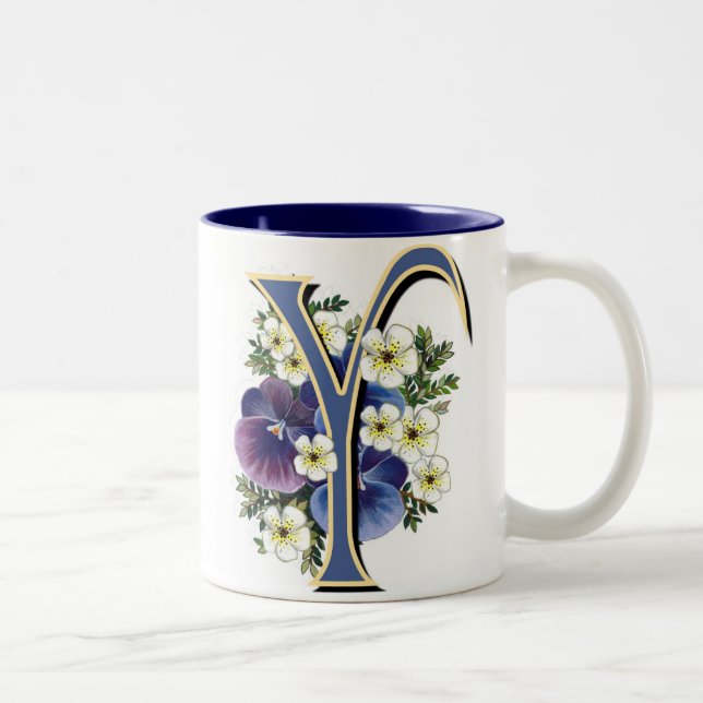 Pansy Initial - Y Two-Tone Coffee Mug (Right)