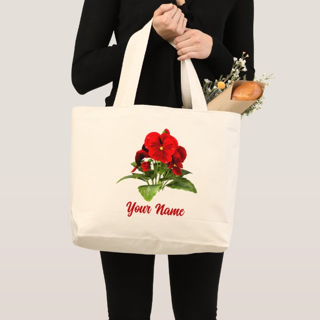 Pansy Lover Floral Personalised Custom Large Tote Bag (Front (Product))