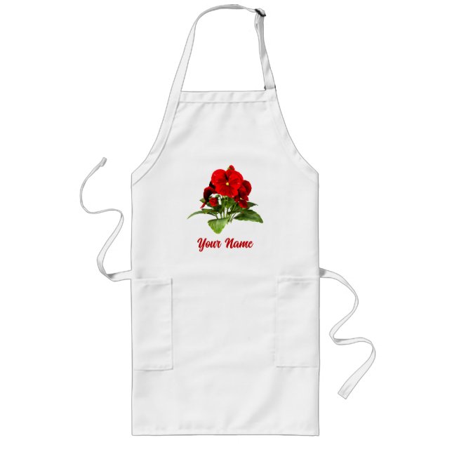 Pansy Lover Floral Personalised Custom Long Apron (Front)