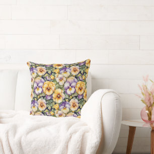 Pansy Modern Vintage Floral Cushion