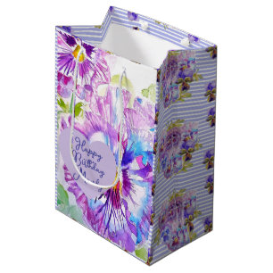 Pansy Pansies Purple Flower Birthday Girls Name Medium Gift Bag