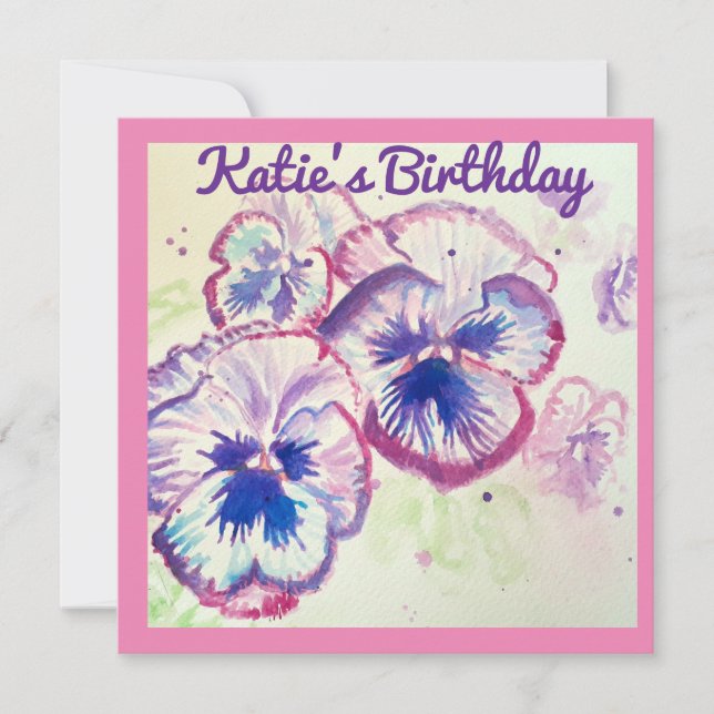 Pansy Pansies Purple Flower Floral Pink (Front)