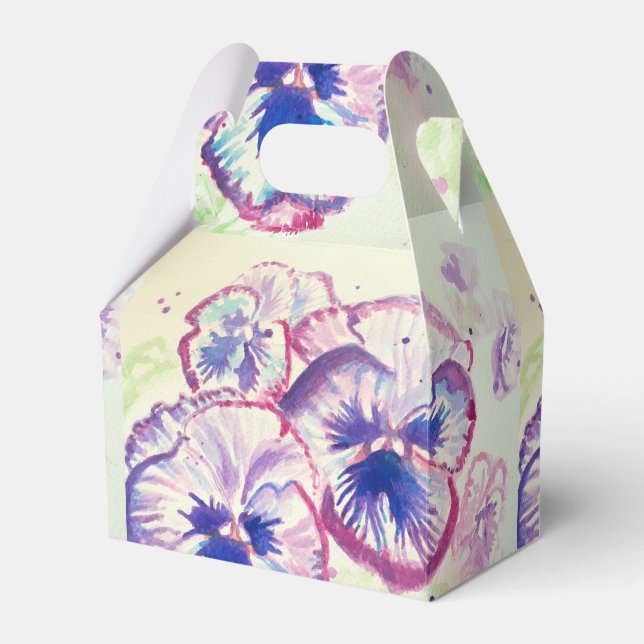 Pansy Pansies Purple Flower Floral Pink Favour Box (Front Side)