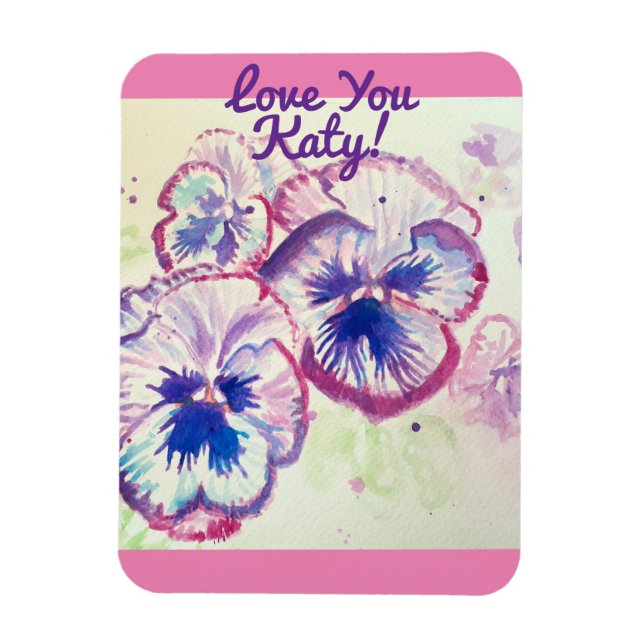 Pansy Pansies Purple Flower Floral Pink Magnet (Vertical)