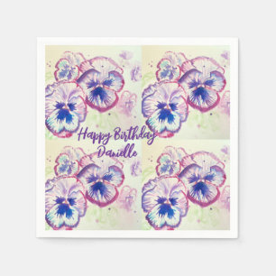 Pansy Pansies Purple Flower Floral Pink Napkin