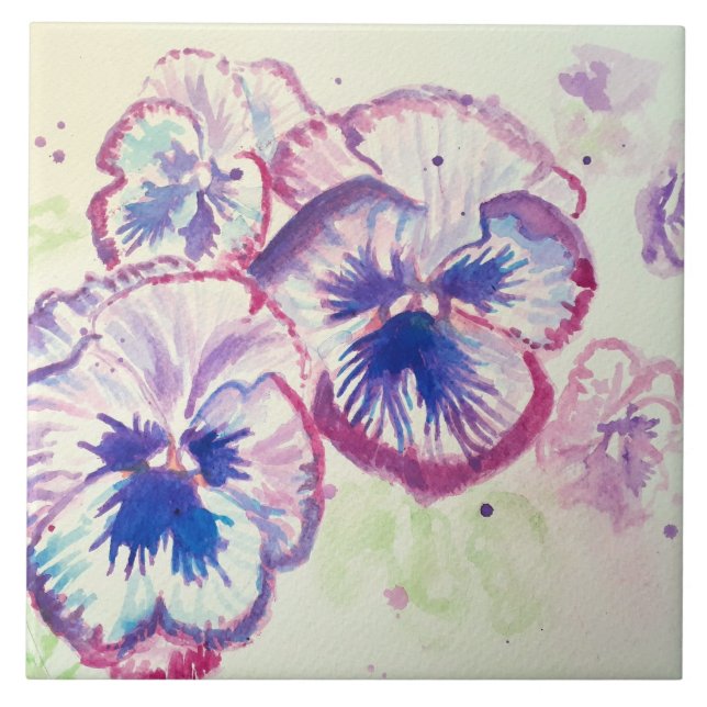 Pansy Pansies Purple Flower Floral Pink  Tile (Front)
